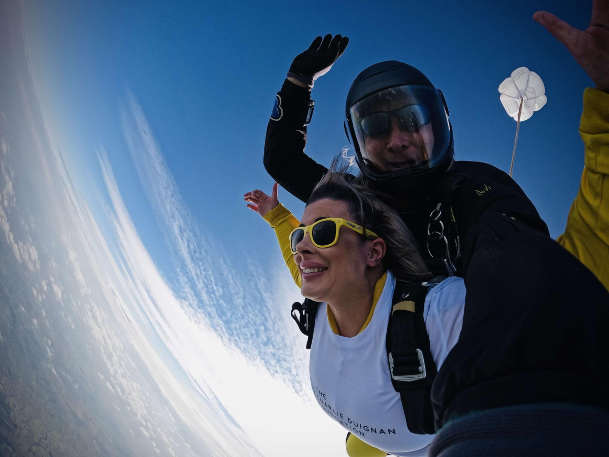 Brave Budleigh Barber Natalie & Josh Skydive for Charlie