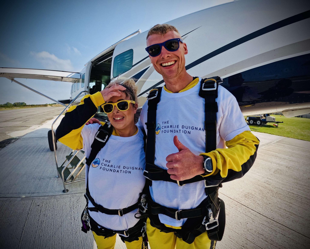 Brave Budleigh Barber Natalie & Josh Skydive for Charlie